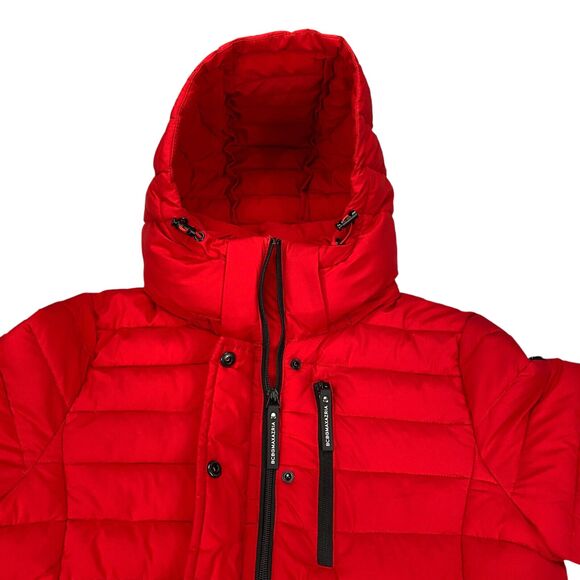 Bcbg Maxazria Quilted Puffer Jacket - Detachable Hood- Womens M Red Eco Friendly - Picture 4 of 16